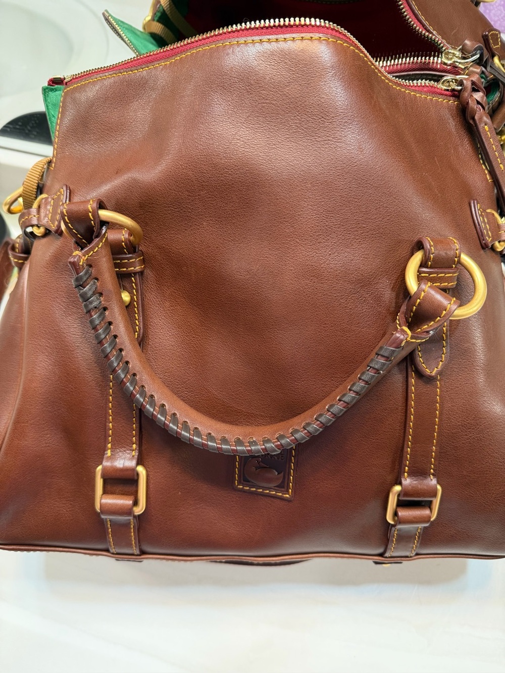 NWT Dooney and Bourke Florentine Large Satchel Chestnut - Picture 6 of 14
